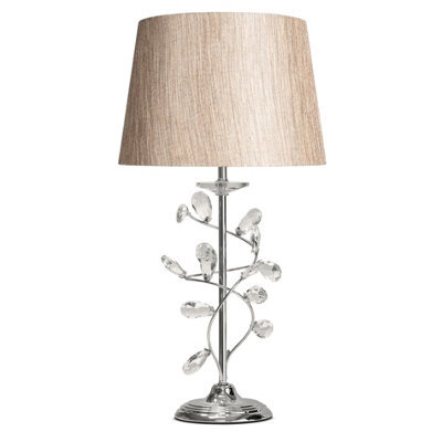 Lighting Supermarket Crystal Glass Leaf Design Modern Chrome Table Lamp With Charcoal Gold Shade - image 1