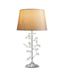 Lighting Supermarket Crystal Glass Leaf Design Modern Chrome Table Lamp With Charcoal Gold Shade - thumbnail 2