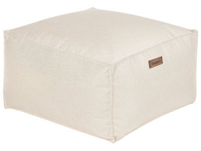 Beliani Off-White Woven Cube Pouffe 50 X 50 X 30 Cm - Eps Bead Filled Footstool And Extra Seat - image 1