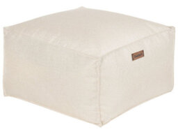 Beliani Off-White Woven Cube Pouffe 50 X 50 X 30 Cm - Eps Bead Filled Footstool And Extra Seat - thumbnail 1