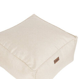 Beliani Off-White Woven Cube Pouffe 50 X 50 X 30 Cm - Eps Bead Filled Footstool And Extra Seat - thumbnail 3