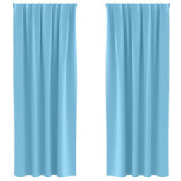 Berkfield Modern Curtains With Curtains 2 Pcs Light Blue 260 X 140 Cm Polyester - thumbnail 1
