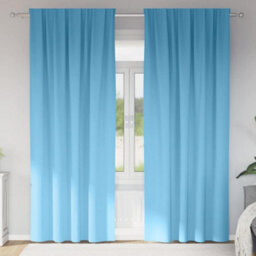 Berkfield Modern Curtains With Curtains 2 Pcs Light Blue 260 X 140 Cm Polyester - thumbnail 2