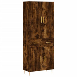 Berkfield Highboard Smoked Oak 69.5X34X180 Cm Engineered Wood - thumbnail 2