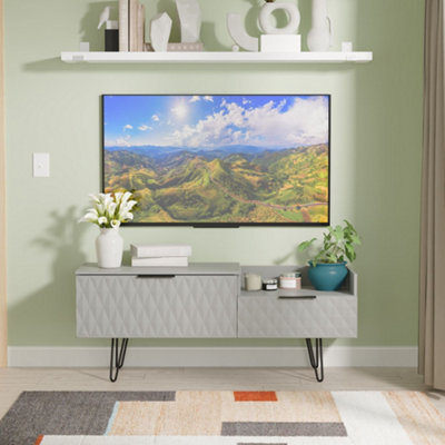 Anzio Matt Dusk Grey Media Unit With 2 Drawers, (H)51.6Cm X (W)127.9Cm X (D)39.3Cm - image 1