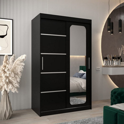 Arte Sleek Black Uppsala V2 Sliding Door Wardrobe 120Cm - Smart, Minimal Storage - image 1