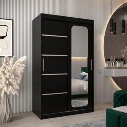 Arte Sleek Black Uppsala V2 Sliding Door Wardrobe 120Cm - Smart, Minimal Storage - thumbnail 1
