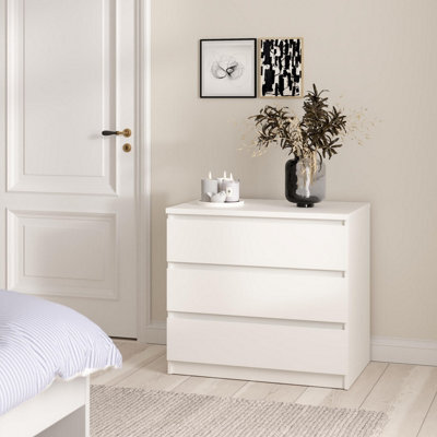Tvilum Esla Matt White No Effect 3 Drawer Chest (H)701mm (W)770mm (D)500mm - image 1