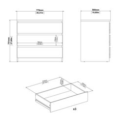 Tvilum Esla Matt White No Effect 3 Drawer Chest (H)701mm (W)770mm (D)500mm - thumbnail 8