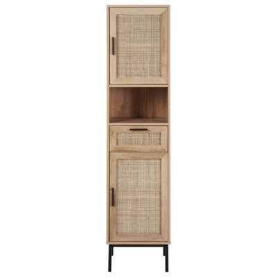 Wyld And Coco Bohonest Bathroom Cabinet With Braided Rattan Front 40 X 165 Cm - image 1