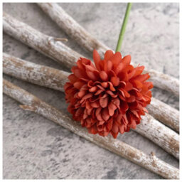 Woodside Home Living Artificial Chrysanthemum Ball Flowers - Dark Orange Set Of 6 - thumbnail 2