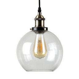 Valuelights Sheridan Black & Gold Ceiling Pendant & Clear Glass Globe Light Fitting - Includes 4W Led Filament Bulb