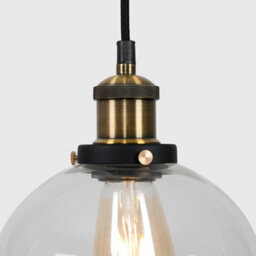 Valuelights Sheridan Black & Gold Ceiling Pendant & Clear Glass Globe Light Fitting - Includes 4W Led Filament Bulb - thumbnail 6