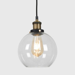 Valuelights Sheridan Black & Gold Ceiling Pendant & Clear Glass Globe Light Fitting - Includes 4W Led Filament Bulb - thumbnail 3