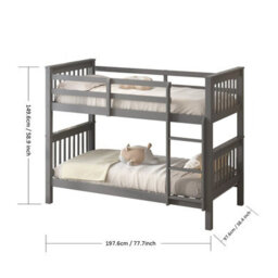 RAC3 Wooden Double Bunk Bed   Space Saving, Sturdy, Sleeps 2   Available In White And Grey (Double Grey With Mattresses) - thumbnail 5