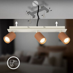 Briloner Gu10 Socket Coffee Warm Grey Adjustable Heads 3 Light Ceiling Spotlight 45Cm - thumbnail 5