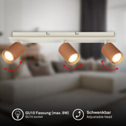 Briloner Gu10 Socket Coffee Warm Grey Adjustable Heads 3 Light Ceiling Spotlight 45Cm - thumbnail 2