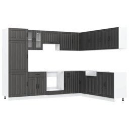 Berkfield 14 Piece Kitchen Cabinet Set Lucca Black Engineered Wood - thumbnail 2