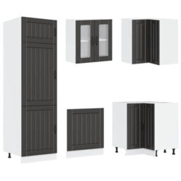 Berkfield 14 Piece Kitchen Cabinet Set Lucca Black Engineered Wood - thumbnail 5