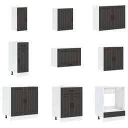 Berkfield 14 Piece Kitchen Cabinet Set Lucca Black Engineered Wood - thumbnail 4
