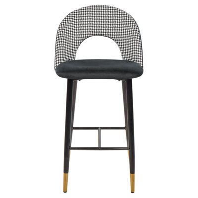 Wyld And Coco Velvet Steel Bar Chairs Set Of 2 Black And White With Gold-Edged Legs - image 1