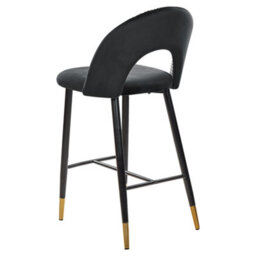 Wyld And Coco Velvet Steel Bar Chairs Set Of 2 Black And White With Gold-Edged Legs - thumbnail 5