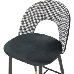 Wyld And Coco Velvet Steel Bar Chairs Set Of 2 Black And White With Gold-Edged Legs - thumbnail 6