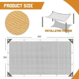 Beige 3X4M Rectangular Hdpe Shade Sail - thumbnail 3