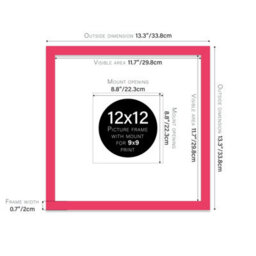 "12X12"" Bright Pink Picture Frame - 12X12"" Square Frame With 9X9"" Mount For 12X12""/9X9"" Pictures Art Deco Style Room Decor, 1 Pack" - thumbnail 2