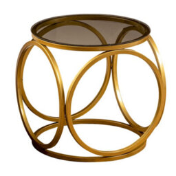 Decorotika - Mimo Glass Side End Bedside Table With Gold Metal For Modern Living Room Bedroom - thumbnail 4