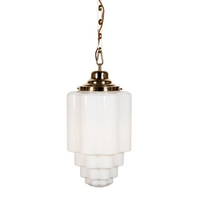 Glasshouse Polished Brass Art Deco Pendant Light - Se Home - image 1