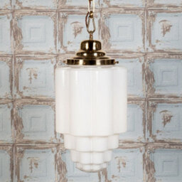 Glasshouse Polished Brass Art Deco Pendant Light - Se Home - thumbnail 2