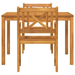 Berkfield Garden Dining Set 3 Pcs Brown Solid Acacia Wood - thumbnail 7