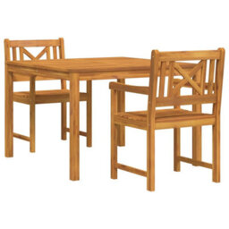 Berkfield Garden Dining Set 3 Pcs Brown Solid Acacia Wood - thumbnail 2