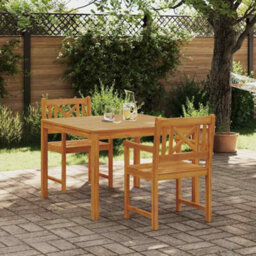 Berkfield Garden Dining Set 3 Pcs Brown Solid Acacia Wood - thumbnail 1