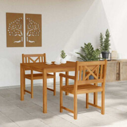 Berkfield Garden Dining Set 3 Pcs Brown Solid Acacia Wood - thumbnail 4