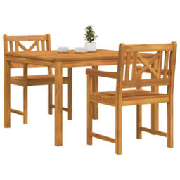 Berkfield Garden Dining Set 3 Pcs Brown Solid Acacia Wood - thumbnail 3