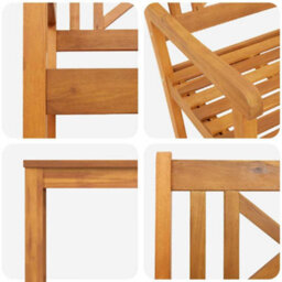 Berkfield Garden Dining Set 3 Pcs Brown Solid Acacia Wood - thumbnail 9