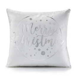 "Luxury Living Merry Christmas Silver 18"" Christmas Cushion"