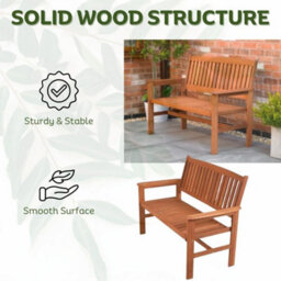 Marco Paul Traditional Wooden Garden Bench - 3-Seater - thumbnail 6