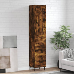 Berkfield Highboard Smoked Oak 34.5X34X180 Cm Engineered Wood - thumbnail 1