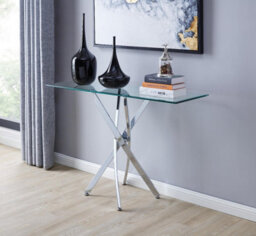 Furniturebox Uk Leonardo Chrome Metal And Glass Console Coffee End Side Table Set - thumbnail 4