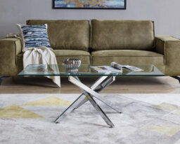 Furniturebox Uk Leonardo Chrome Metal And Glass Console Coffee End Side Table Set - thumbnail 2
