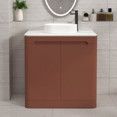 Royal Bathrooms Venice 800mm Terracotta Clay Freestanding Bathroom Countertop Vanity Unit 2 Door With Lyon Basin - image 1