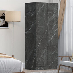 Zita Grey Marble Effect 2 Door Plain Wardrobe - Bedroom Storage, (L) 50Cm X (W) 76Cm X (H) 180Cm, Stylish And Spacious - thumbnail 2