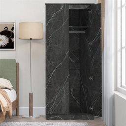 Zita Grey Marble Effect 2 Door Plain Wardrobe - Bedroom Storage, (L) 50Cm X (W) 76Cm X (H) 180Cm, Stylish And Spacious - thumbnail 4