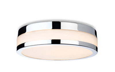 Luminosa Lighting Luminosa Marnie 220Cm Led Flush Ceiling Fitting Chrome With Opal White Glass Ip44