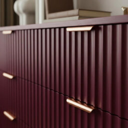 Ohs Ribbed 6 Drawer Cabinet Chest Of Drawers Sideboard - Dark Berry - thumbnail 3