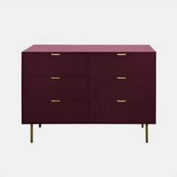 Ohs Ribbed 6 Drawer Cabinet Chest Of Drawers Sideboard - Dark Berry - thumbnail 4