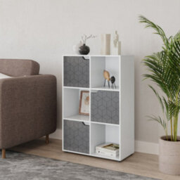 Urbn-Living 6-Cube Shelving Unit With Geo Doors - thumbnail 3